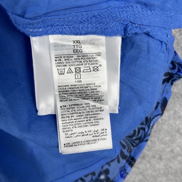 Old Navy Blue Floral Smocked Waist Babydoll Blouse Womens XXL‎ Peasant Top Boho - Picture 10 of 12